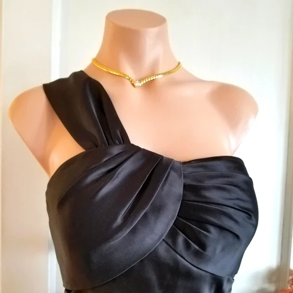 Bill Levkoff formal satin dress black size 10 - Picture 2 of 14